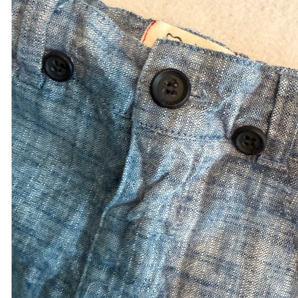 Me & Henry London Blue Cotton Linen Look Shorts 6/9M Preppy Minimalist Boho - Picture 3 of 7